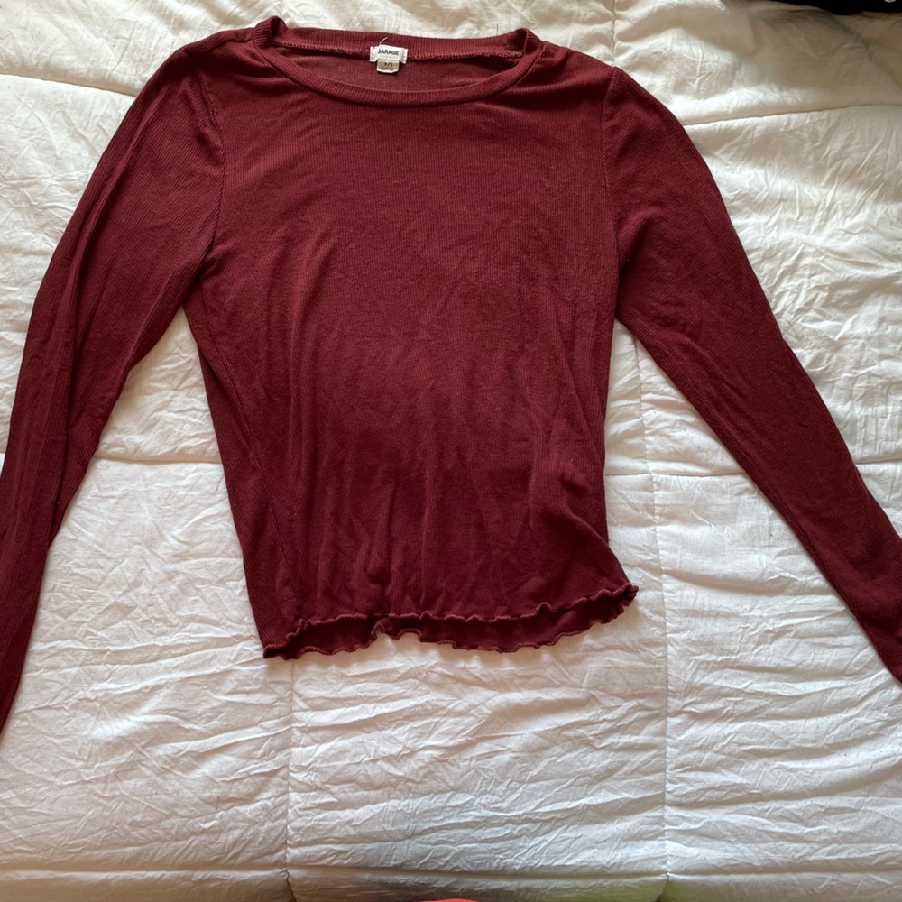 Garage maroon long sleeve long t-shirt